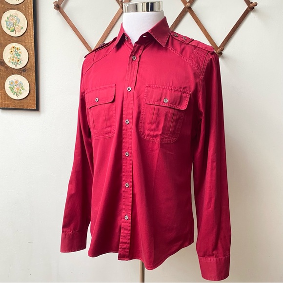 Gucci Military Web Trim Epaulette Button Down Shirt - Picture 10 of 16